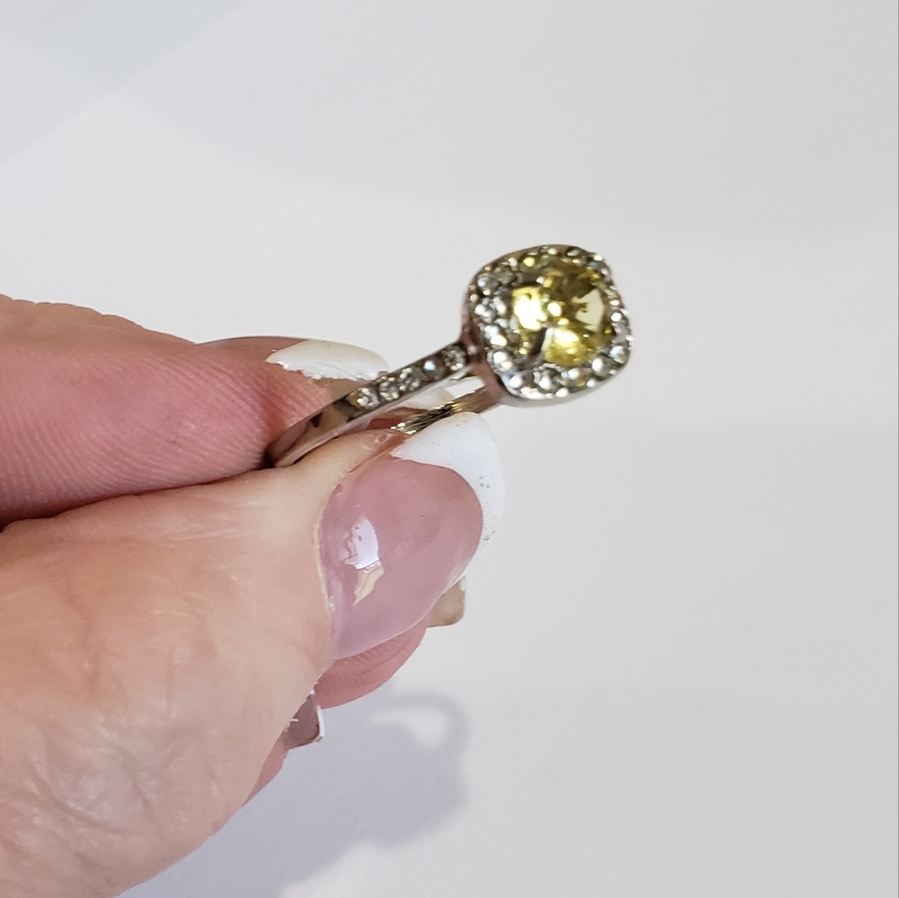 Citrine gemstone, CZ Rhinestone, Fashion RIng - Picture 9 of 16